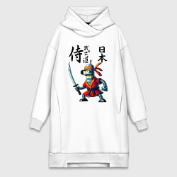 Женское худи-платье Bender bending robot with katana - samurai, цвет: белый
