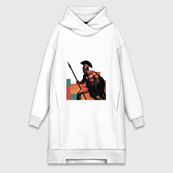 Женское худи-платье Спартанец поп-арт, цвет: белый
