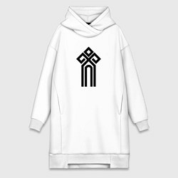 Женское худи-платье Чур - символ, цвет: белый