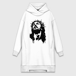 Женское худи-платье Jesus in crown of thorns, цвет: белый