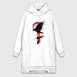 Женское худи-платье Ворон, цвет: белый