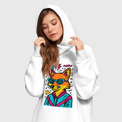 Женское худи-платье Лиса поп арт, цвет: белый — фото 2
