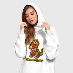 Женское худи-платье Конфетозавр, цвет: белый — фото 2