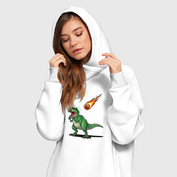 Женское худи-платье Страх динозавра, цвет: белый — фото 2