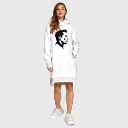 Женское худи-платье Илон Маск в профиль, цвет: белый — фото 2
