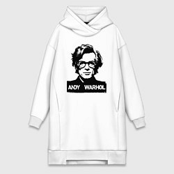 Женское худи-платье Энди Уорхол портретный образ, цвет: белый