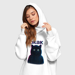 Женское худи-платье Окак мем кот, цвет: белый — фото 2