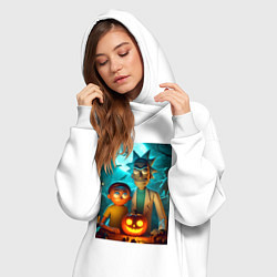 Женское худи-платье Rick and Morty with pumpkin - halloween night, цвет: белый — фото 2