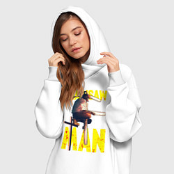 Женское худи-платье Человек бензопила на кресте, цвет: белый — фото 2