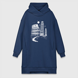 Женское худи-платье Величие Италии, цвет: тёмно-синий