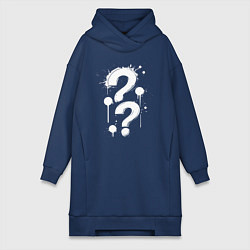 Женское худи-платье Два вопроса, цвет: тёмно-синий