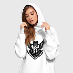 Женское худи-платье Крылатый мафиозник, цвет: белый — фото 2