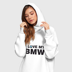 Женское худи-платье I love my BMW, цвет: белый — фото 2