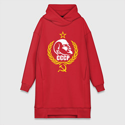 Женское худи-платье Вождь СССР, цвет: красный