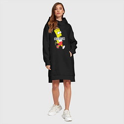 Женское худи-платье Барт Симпсон: Все путем, цвет: черный — фото 2