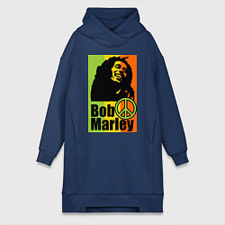 Женское худи-платье Bob Marley: Jamaica, цвет: тёмно-синий