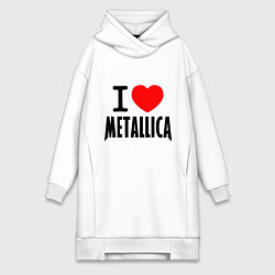 Женское худи-платье I love Metallica, цвет: белый