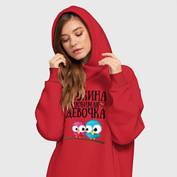 Женское худи-платье Вовкина любимая девочка, цвет: красный — фото 2