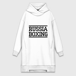 Женское худи-платье Russia boxing, цвет: белый