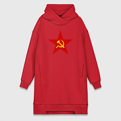 Женское худи-платье Звезда СССР, цвет: красный