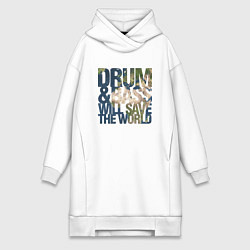 Женское худи-платье Drum & Bass: The World, цвет: белый