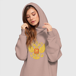 Женское худи-платье Герб России: золото, цвет: пыльно-розовый — фото 2