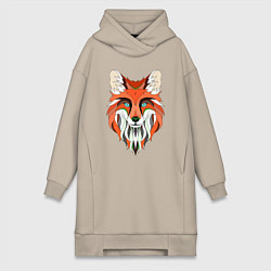 Женское худи-платье Дизайнерская лиса, цвет: миндальный