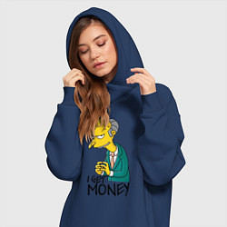 Женское худи-платье Mr. Burns: I get money, цвет: тёмно-синий — фото 2
