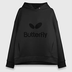 Толстовка оверсайз женская Butterfly Logo, цвет: черный
