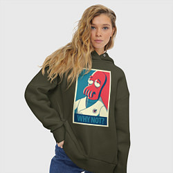 Толстовка оверсайз женская Zoidberg: Why not?, цвет: хаки — фото 2