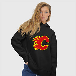 Толстовка оверсайз женская Calgary Flames, цвет: черный — фото 2