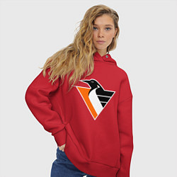 Толстовка оверсайз женская Pittsburgh Penguins, цвет: красный — фото 2