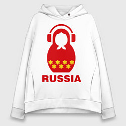 Толстовка оверсайз женская Russia dj, цвет: белый