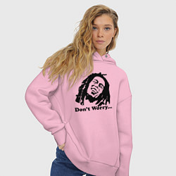 Толстовка оверсайз женская Bob Marley: Don't worry, цвет: светло-розовый — фото 2