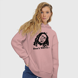Толстовка оверсайз женская Bob Marley: Don't worry, цвет: пыльно-розовый — фото 2