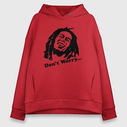 Толстовка оверсайз женская Bob Marley: Don't worry, цвет: красный