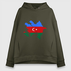 Толстовка оверсайз женская Azerbaijan map, цвет: хаки