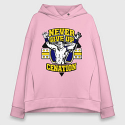 Толстовка оверсайз женская Never Give Up: Cenation цвета светло-розовый — фото 1