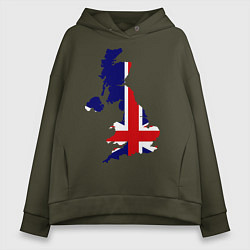 Толстовка оверсайз женская Великобритания (Great Britain), цвет: хаки