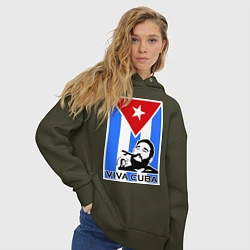 Толстовка оверсайз женская Fidel: Viva, Cuba!, цвет: хаки — фото 2