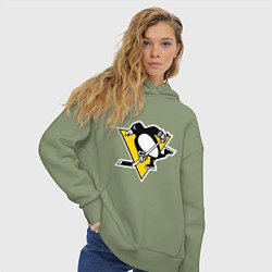 Толстовка оверсайз женская Pittsburgh Penguins, цвет: авокадо — фото 2