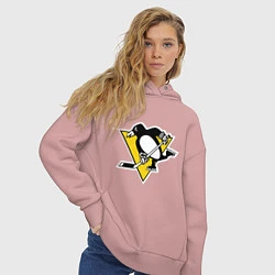 Толстовка оверсайз женская Pittsburgh Penguins, цвет: пыльно-розовый — фото 2