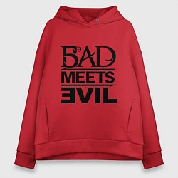 Толстовка оверсайз женская Bad Meets Evil, цвет: красный
