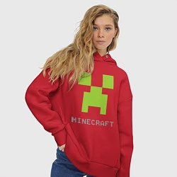 Толстовка оверсайз женская Minecraft logo grey, цвет: красный — фото 2