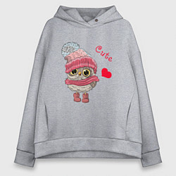Толстовка оверсайз женская Cute Owl, цвет: меланж
