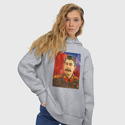 Толстовка оверсайз женская Сталин: полигоны, цвет: меланж — фото 2