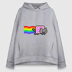 Толстовка оверсайз женская Nyan Cat, цвет: меланж