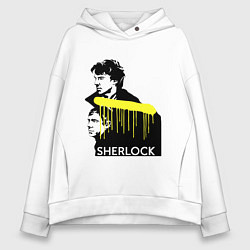 Толстовка оверсайз женская Sherlock: Yellow line, цвет: белый