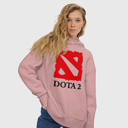 Толстовка оверсайз женская Dota 2: Logo, цвет: пыльно-розовый — фото 2