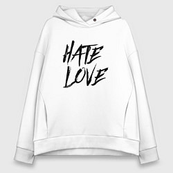 Толстовка оверсайз женская FACE Hate Love, цвет: белый